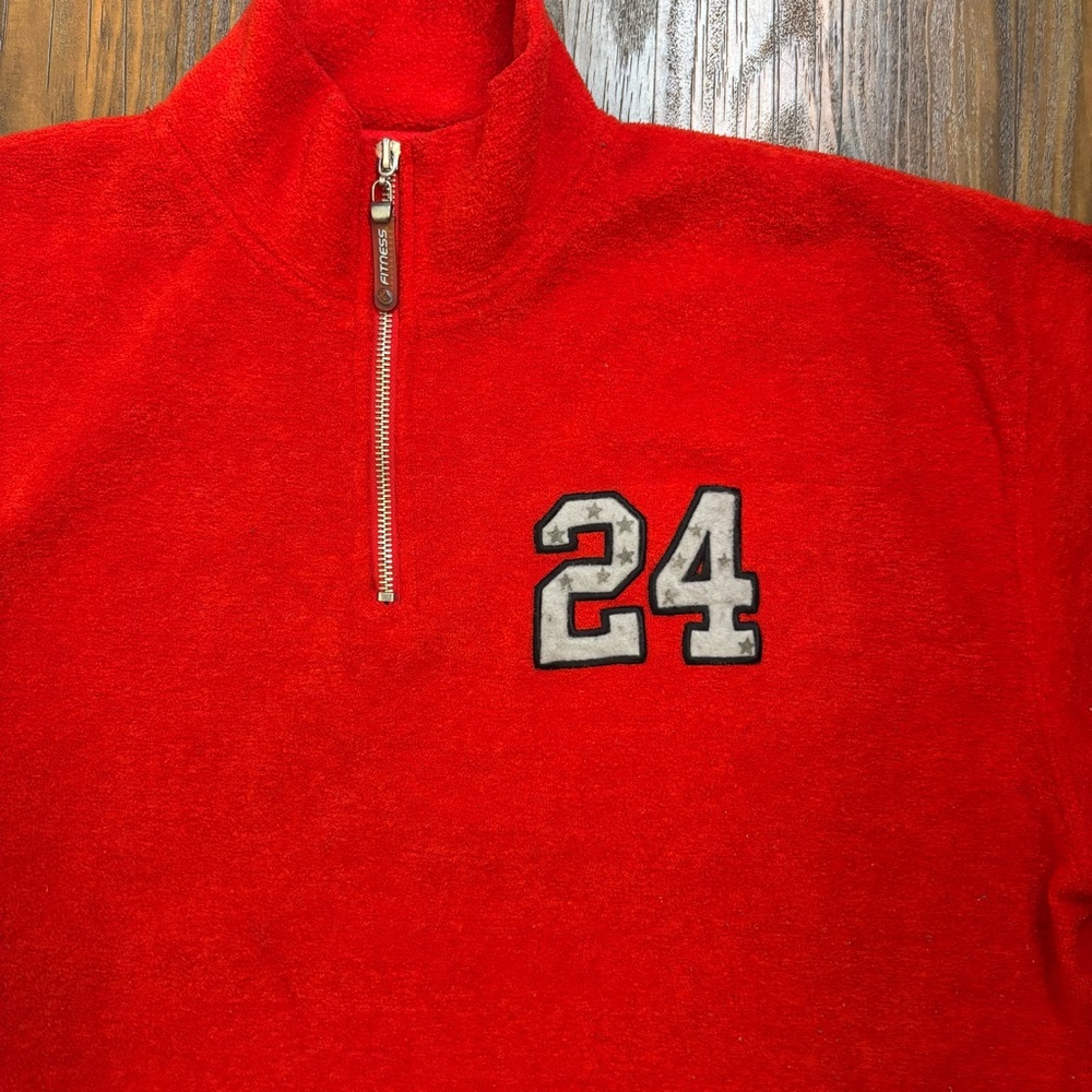 Vintage Red Varsity 24 Quarter Zip Fleece Pullover Y2K